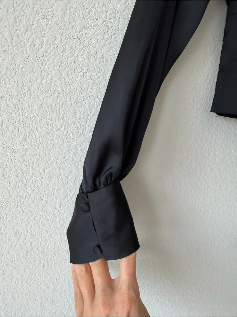 Abercrombie & Fitch Satin Plunge V-Neck Blouse Smoked Waist Puff Sleeve Top XXS